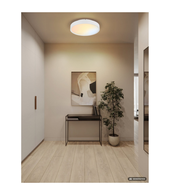 Jess Integrated LED Flush Ceiling Light, Matt White 1800-12000K