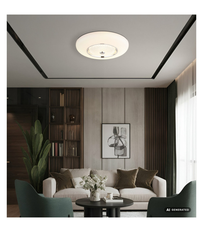 Graham 60cm Integrated LED Flush Ceiling Light Matt White 2700-4000-6000K-7