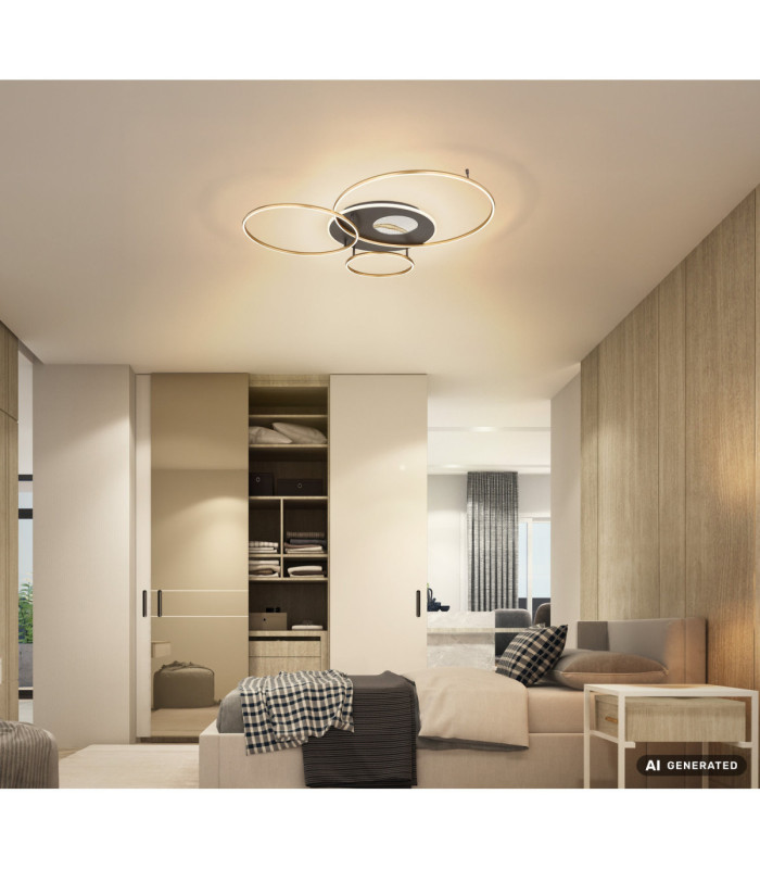 Invertina Integrated Led Semi Flush Ceiling Light Matt Gold Colours 2700-6500K-10