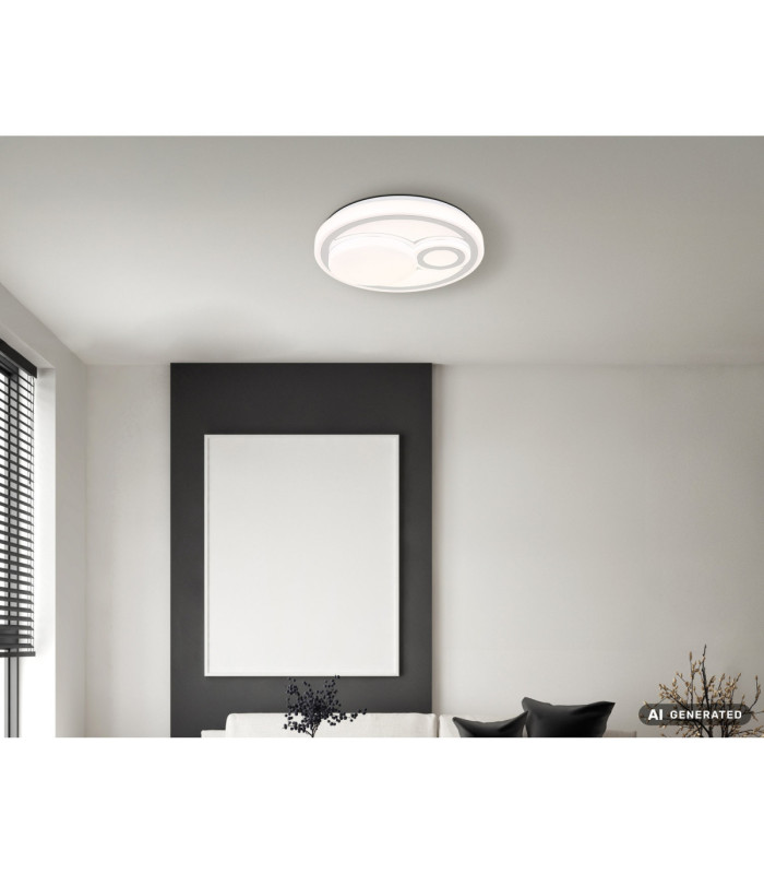 Ruiz Integrated Led Semi Flush Ceiling Light Matt White 2700-4000-6500K-7