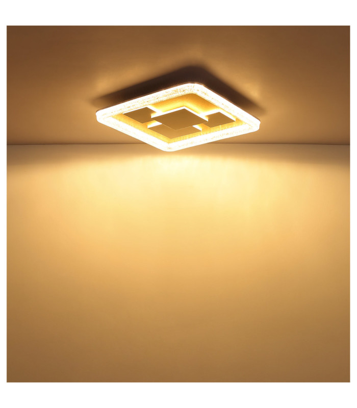 Loraine Square Integrated Led Semi Flush Ceiling Light Matt White 3000K-7