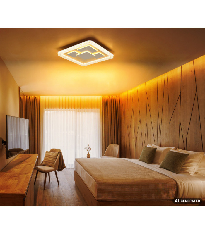 Loraine Square Integrated Led Semi Flush Ceiling Light Matt White 3000K-8