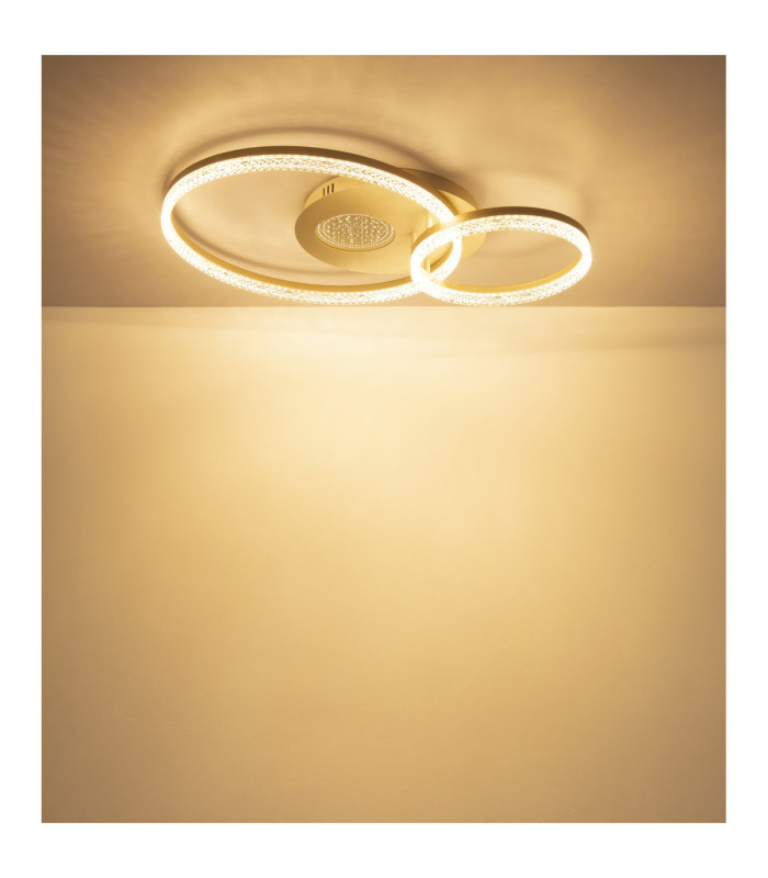 Sanford Twin Ring Integrated Led Semi Flush Ceiling Light Matt Sand Colour 3000K-5