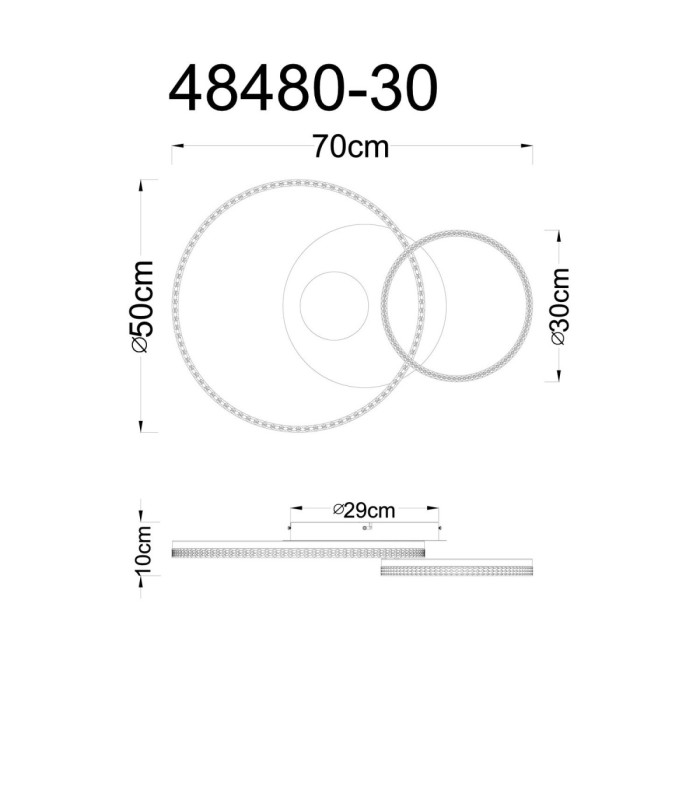 Sanford Twin Ring Integrated Led Semi Flush Ceiling Light Matt Sand Colour 3000K-7