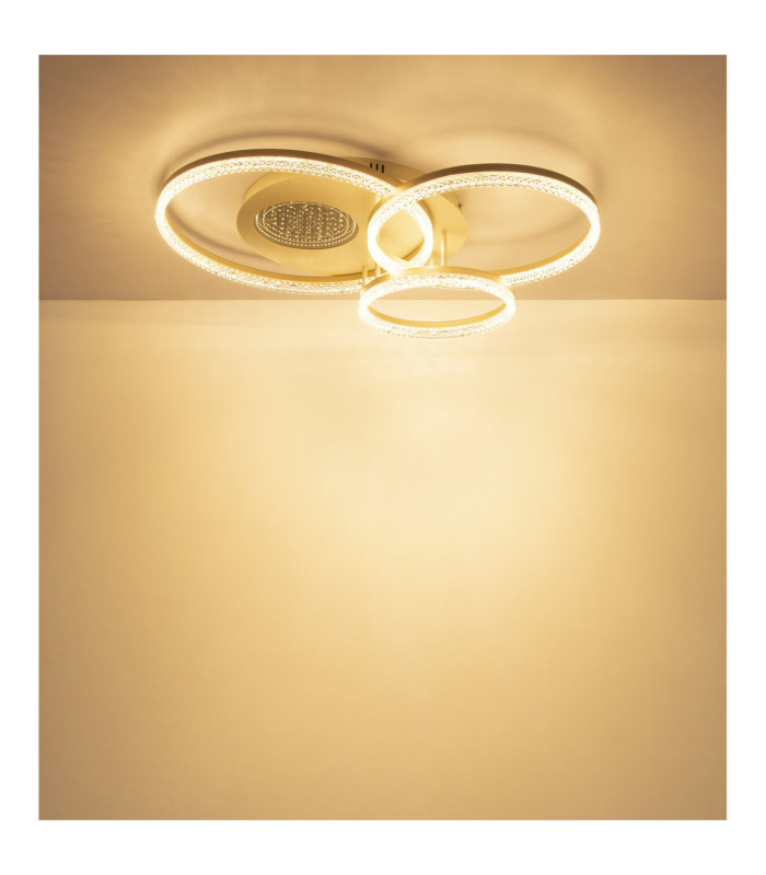 Sanford Tripple Ring Integrated Led Semi Flush Ceiling Light Matt Sand Colour 3000K-5