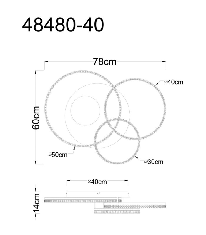 Sanford Tripple Ring Integrated Led Semi Flush Ceiling Light Matt Sand Colour 3000K-8