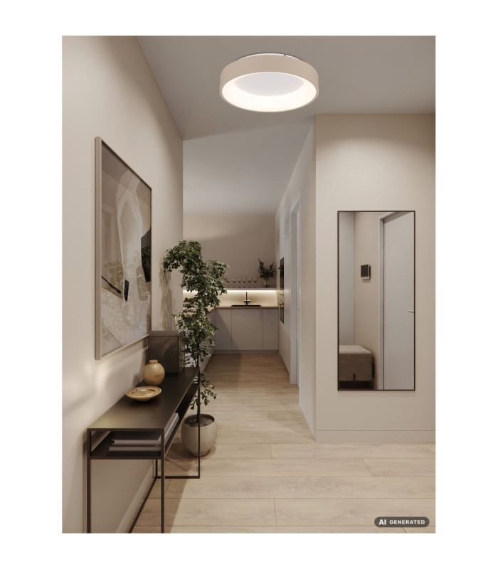 Gallegos 40cm Integrated Led Semi Flush Ceiling Light Matt Sand Colour 2700-6000K-8