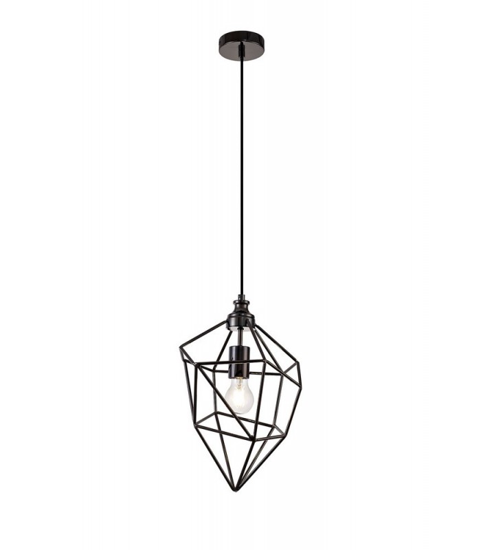 Medium Caged Ceiling Pendant, 1 x E27, Black Nickel - 1