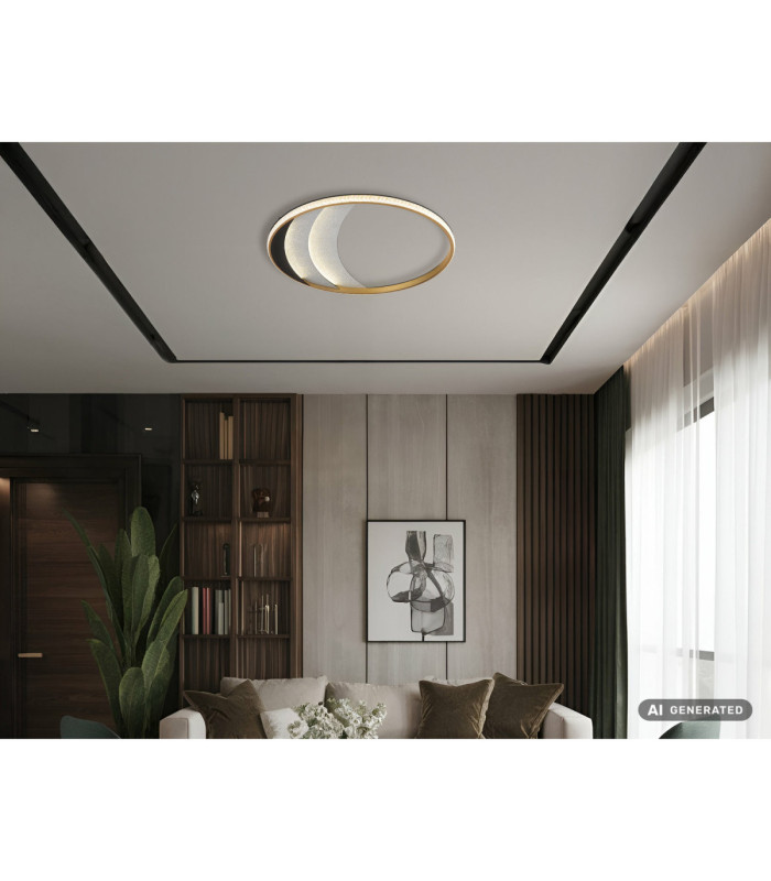Constance 50cm Integrated Led Semi Flush Ceiling Light Matt Black 3000-4000-6000K-8