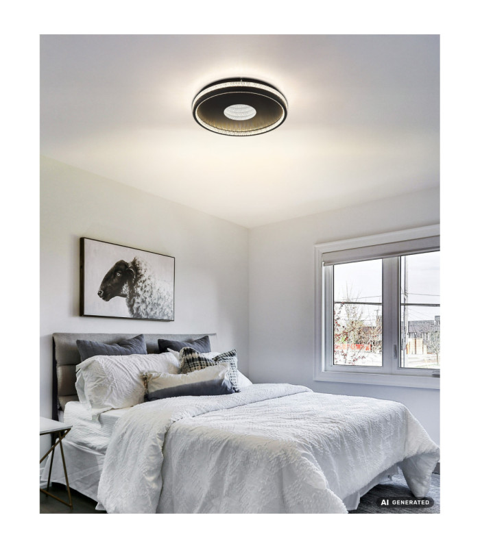 Shirley 40cm Integrated Led Semi Flush Ceiling Light Matt Black 2700-6500K-8