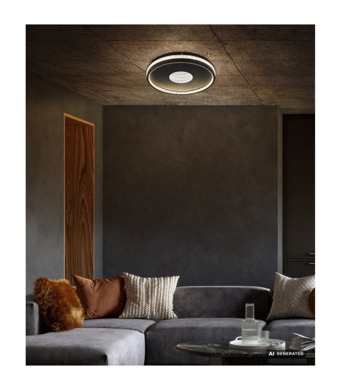 Shirley 40cm Integrated Led Semi Flush Ceiling Light Matt Black 2700-6500K-9