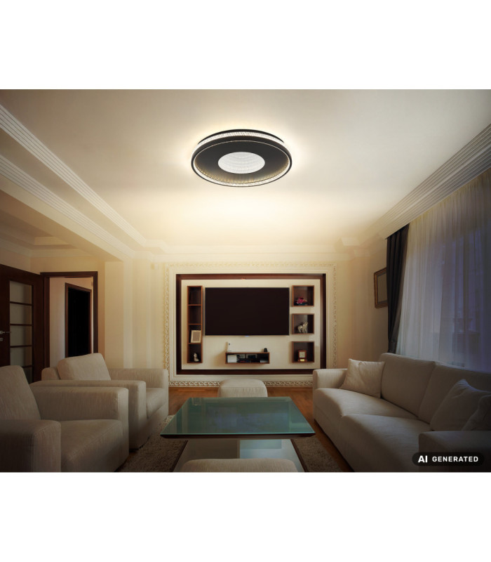 Shirley 50cm Integrated Led Semi Flush Ceiling Light Matt Black 2700-6500K-8