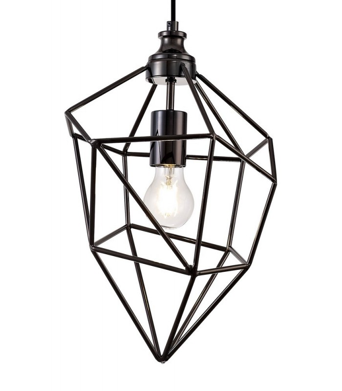 Medium Caged Ceiling Pendant, 1 x E27, Black Nickel - 7