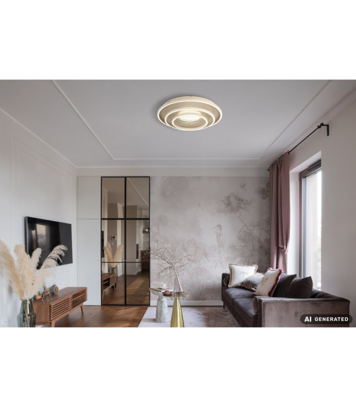 Lawanda Integrated Led Semi Flush Ceiling Light Matt Sand Colour 3000-4000-6000K-7