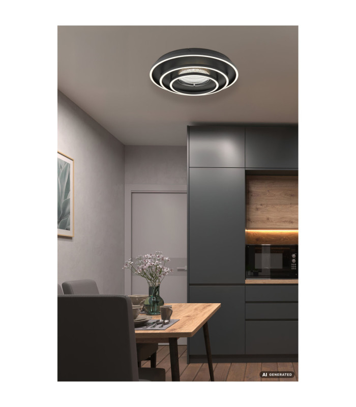 Lawanda Integrated Led Semi Flush Ceiling Light Matt Black 3000-4000-6000K-7