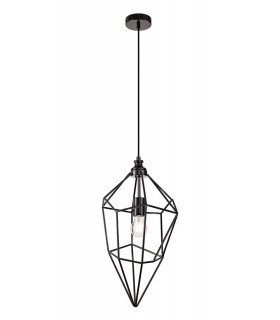 Large Caged Ceiling Pendant, 1 x E27, Black Nickel - 1