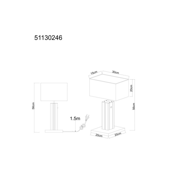 Forest Table Lamp With Shade Matt Grey 2x E27-12
