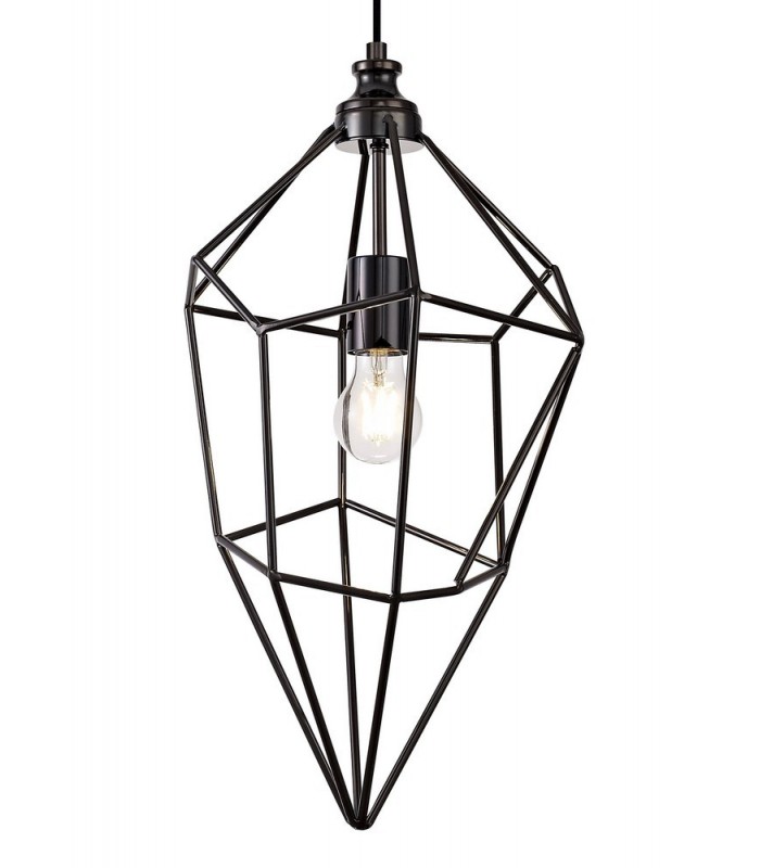 Large Caged Ceiling Pendant, 1 x E27, Black Nickel - 5