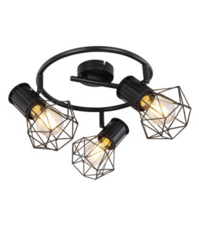 Priska Multi Arm Semi Flush Ceiling Lamp Black 3x E27-1