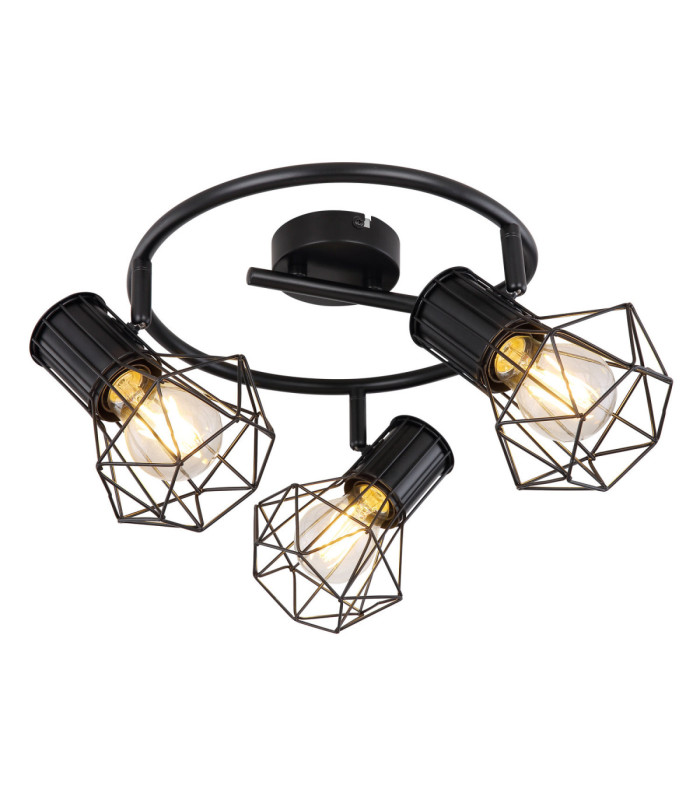 Priska Multi Arm Semi Flush Ceiling Lamp Black 3x E27-1