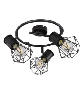 Priska Multi Arm Semi Flush Ceiling Lamp Black 3x E27-2