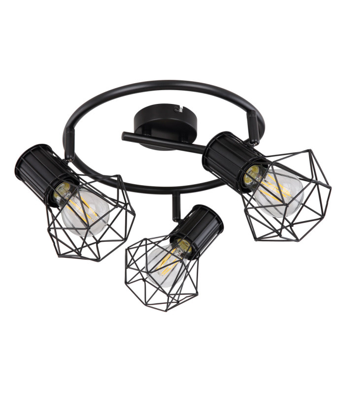 Priska Multi Arm Semi Flush Ceiling Lamp Black 3x E27-2