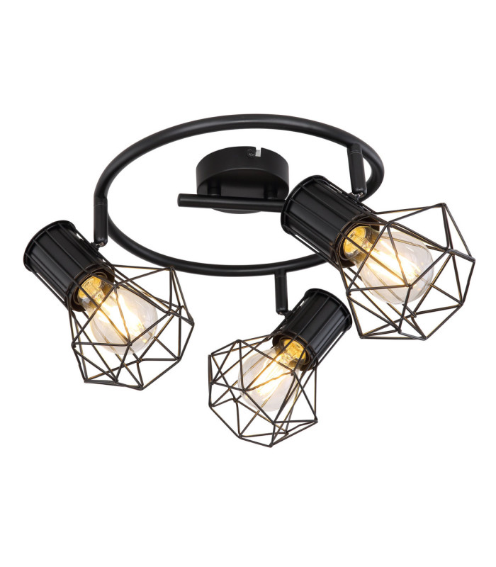 Priska Multi Arm Semi Flush Ceiling Lamp Black 3x E27-3