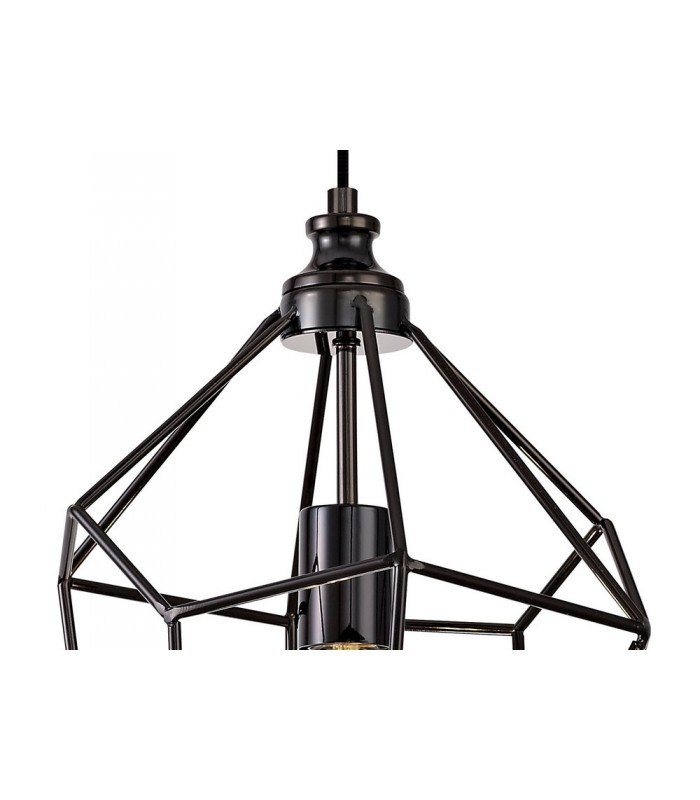 Large Caged Ceiling Pendant, 1 x E27, Black Nickel - 6
