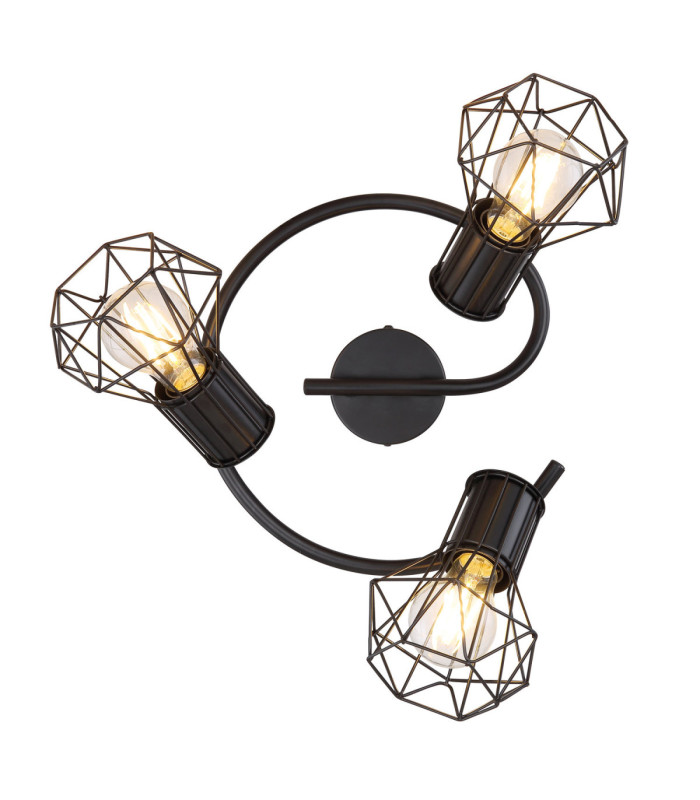 Priska Multi Arm Semi Flush Ceiling Lamp Black 3x E27-4