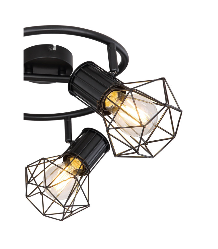 Priska Multi Arm Semi Flush Ceiling Lamp Black 3x E27-5