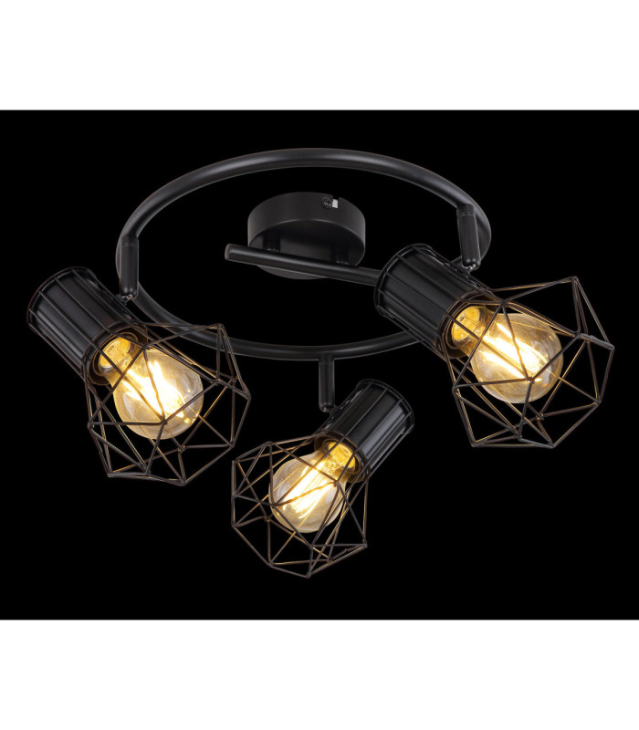 Priska Multi Arm Semi Flush Ceiling Lamp Black 3x E27-6