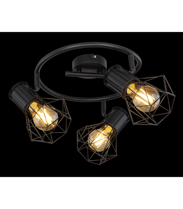 Priska Multi Arm Semi Flush Ceiling Lamp Black 3x E27-7