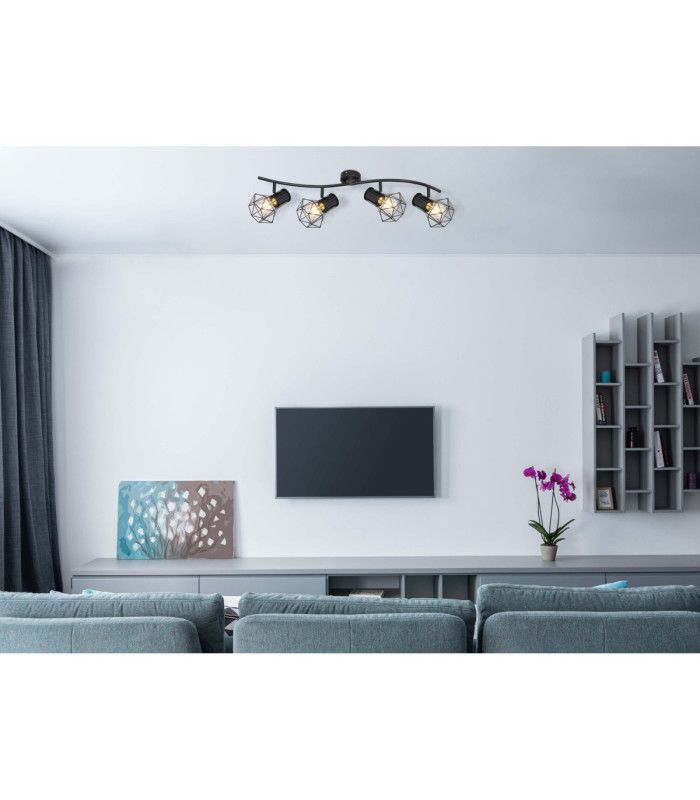 Priska Ceiling Spotlight Bar Black 4x E27-8