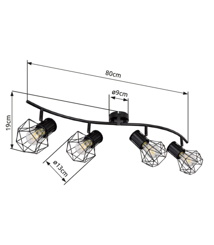 Priska Ceiling Spotlight Bar Black 4x E27-10