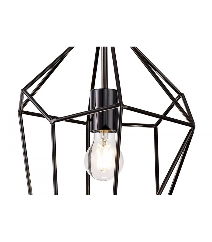 Large Caged Ceiling Pendant, 1 x E27, Black Nickel - 8
