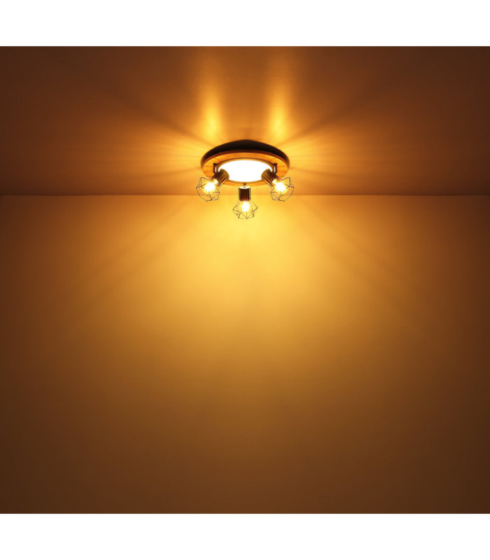 Priska Twin Ceiling Spotlight Matt Black 3x Integrated LED E27 3000K-10