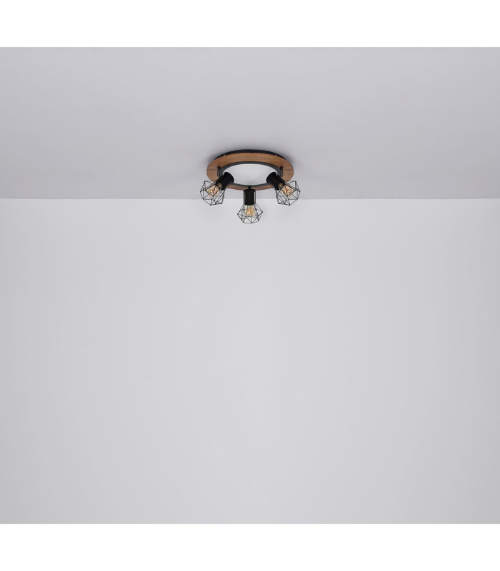 Priska Twin Ceiling Spotlight Matt Black 3x Integrated LED E27 3000K-12
