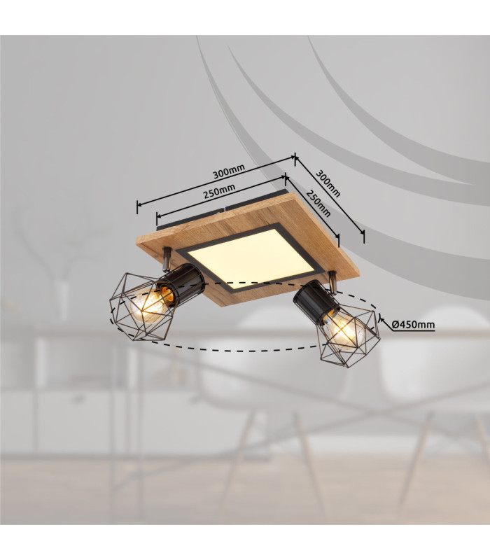 Priska Twin Ceiling Spotlight Matt Black 3x Integrated LED E27 3000K-15