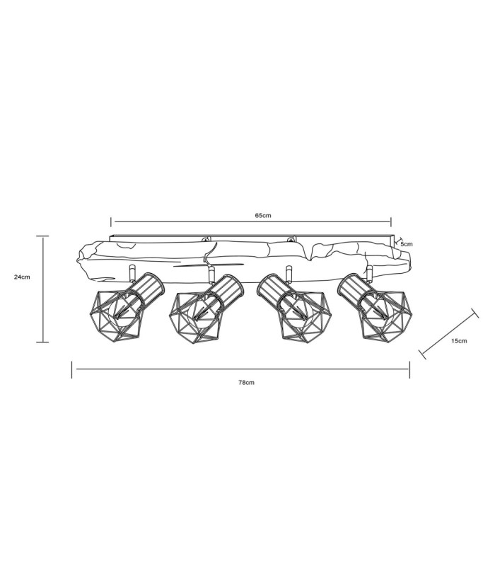 Priska Bar Ceiling Spotlight Bar Black 4x E27-8