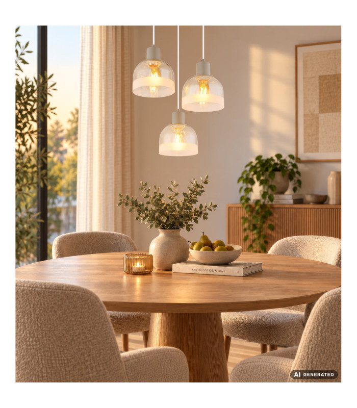 Kairo Cluster Pendant Ceiling Light Matt Sand Colour  3x E27-5