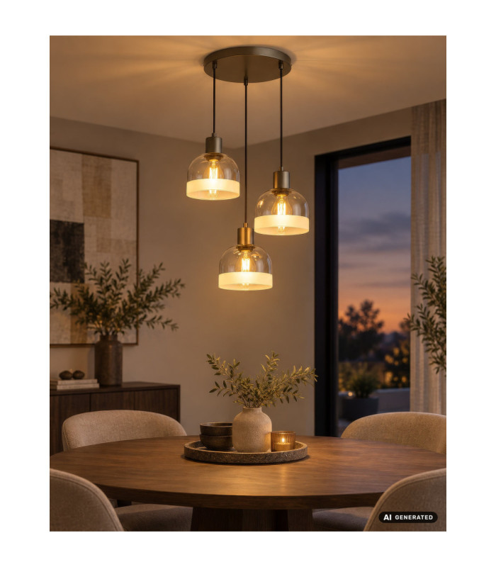 Kairo Cluster Pendant Ceiling Light Matt Gunmetal 3x E27-5