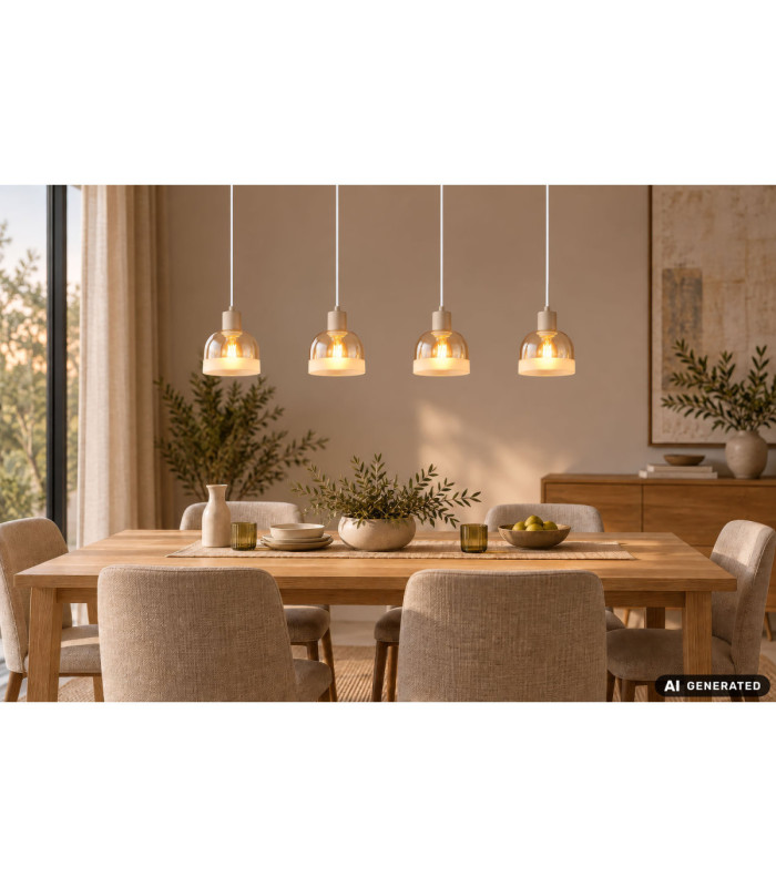 Kairo Bar Pendant Ceiling Light Matt Sand Colour  4x E27-8