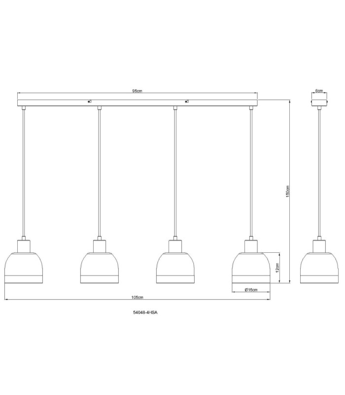 Kairo Bar Pendant Ceiling Light Matt Sand Colour  4x E27-9