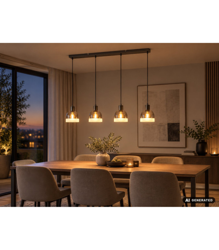 Kairo Bar Pendant Ceiling Light Matt Gunmetal 4x E27-8