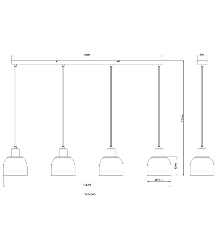 Kairo Bar Pendant Ceiling Light Matt Gunmetal 4x E27-9