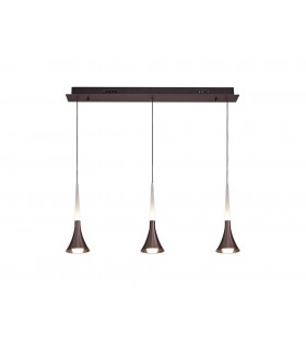 3 Light Linear Ceiling Pendant, 3 x 5W LED, 3000K, 431lm, Satin Brown - 1