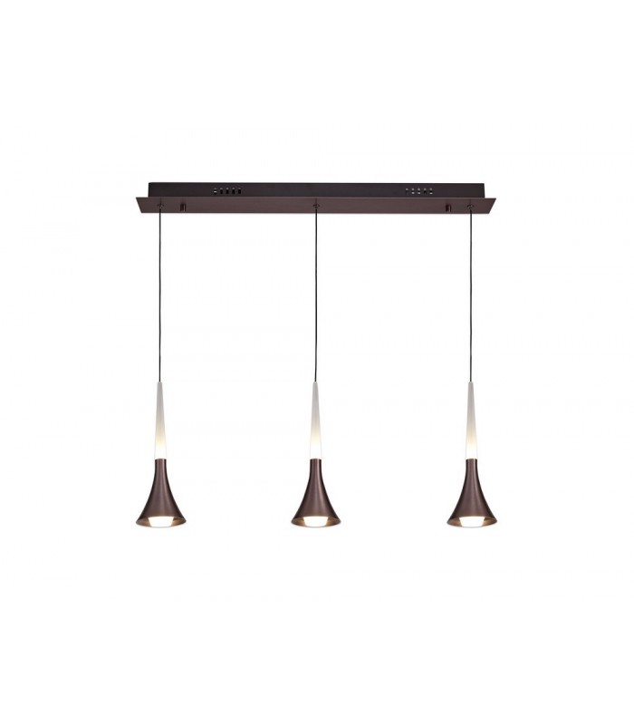 3 Light Linear Ceiling Pendant, 3 x 5W LED, 3000K, 431lm, Satin Brown - 1