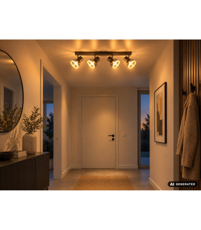 Kairo Ceiling Spotlight Bar Matt Gunmetal 4x E14-8