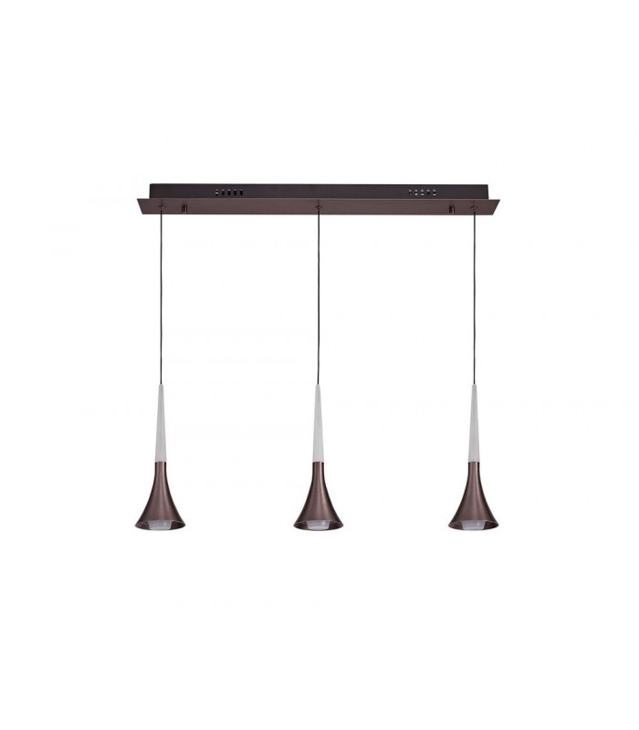 3 Light Linear Ceiling Pendant, 3 x 5W LED, 3000K, 431lm, Satin Brown - 3