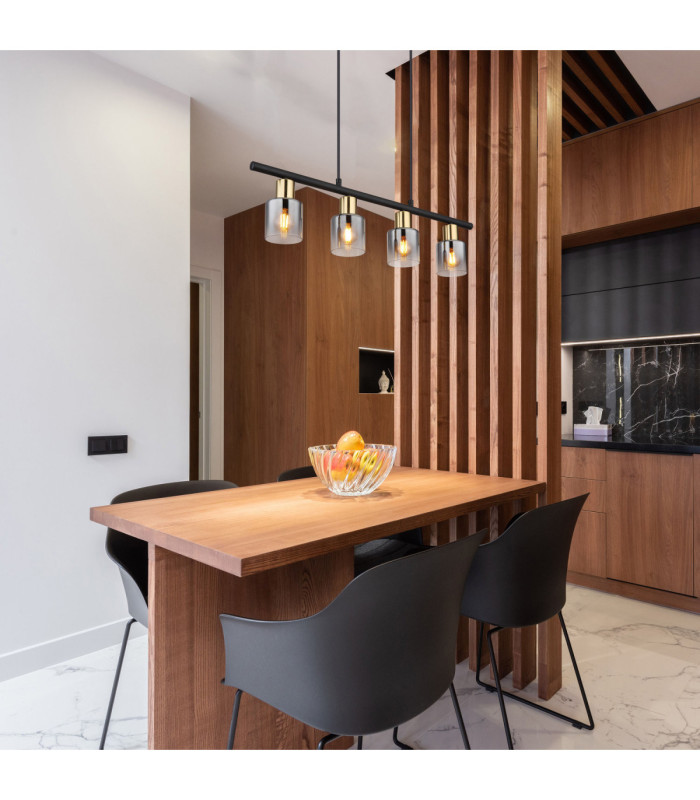 Hollsy Bar Pendant Ceiling Light Matt Black 4x E14-7